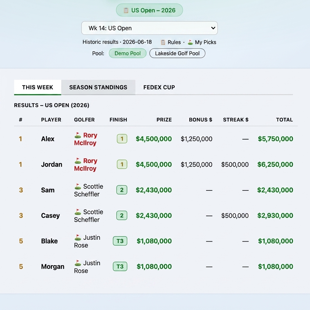 The Leaderboard – Golf Pool Platform for Your Group